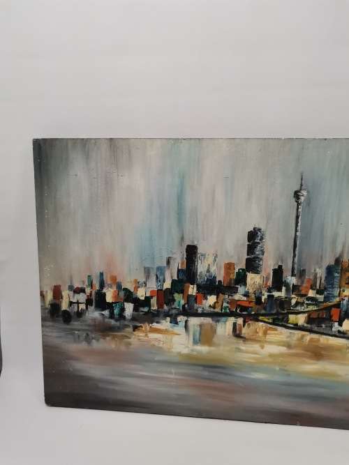 LARGE BEAUTIFUL OIL ON BOARD PAINTING SIGNED BY DHESPINA 1990 SIZE 91cm X 50CM!!!