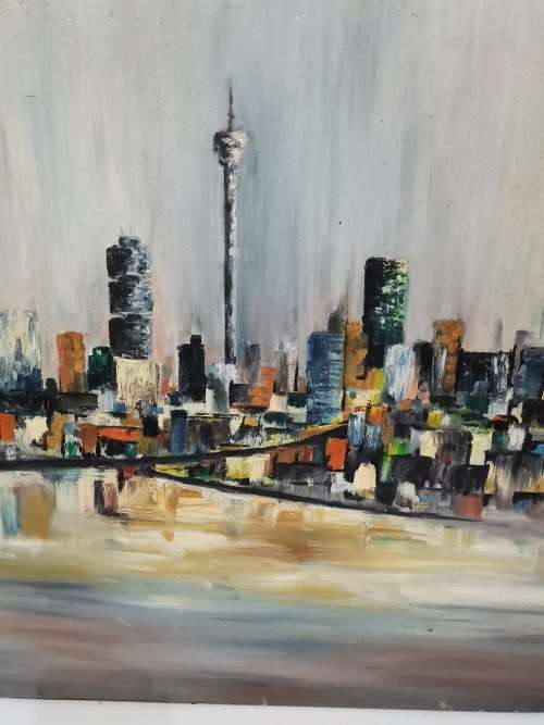 LARGE BEAUTIFUL OIL ON BOARD PAINTING SIGNED BY DHESPINA 1990 SIZE 91cm X 50CM!!!