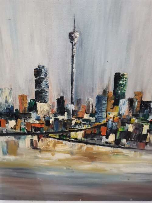 LARGE BEAUTIFUL OIL ON BOARD PAINTING SIGNED BY DHESPINA 1990 SIZE 91cm X 50CM!!!