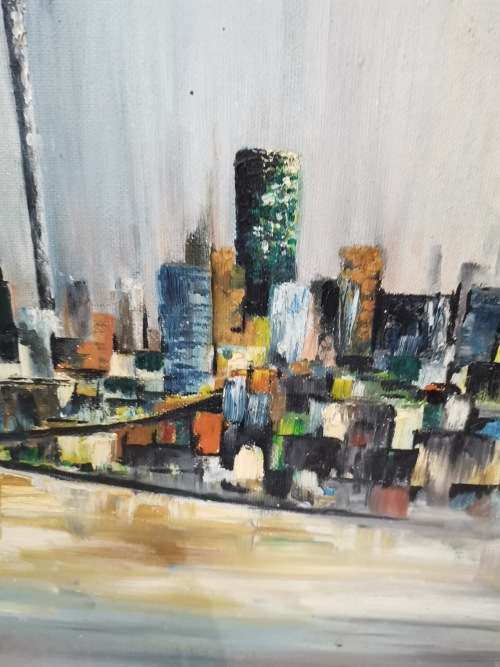 LARGE BEAUTIFUL OIL ON BOARD PAINTING SIGNED BY DHESPINA 1990 SIZE 91cm X 50CM!!!