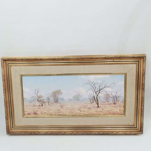 ORIGINAL HENRY BREDENKAMP OIL ON BOARD PAINTING SIGNED BY ARTIST 1975  SIZE 47 X 80CM!!!