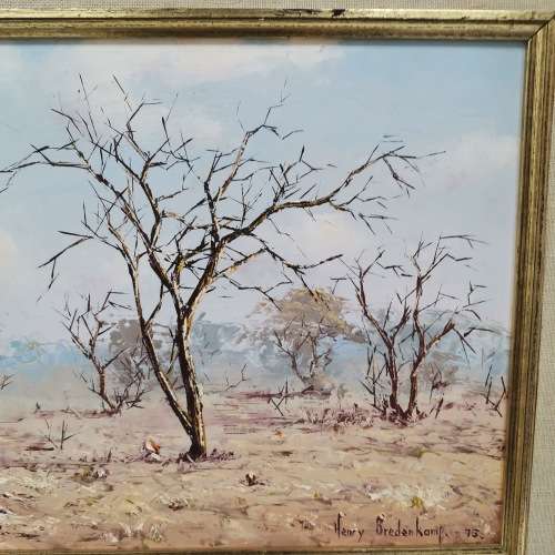 ORIGINAL HENRY BREDENKAMP OIL ON BOARD PAINTING SIGNED BY ARTIST 1975  SIZE 47 X 80CM!!!