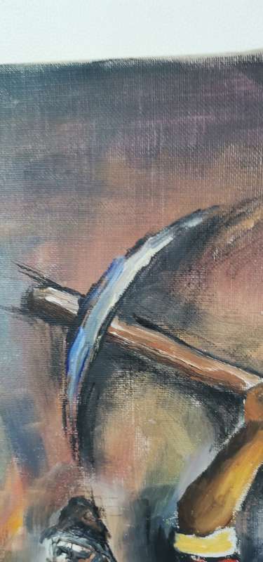 SUPER LARGE ORIGINAL Mvemve JIYANE OIL ON CANVAS SIGNED 1981 SIZE 122CM X 69CM!!!!