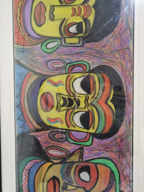 MASSIVE PASTEL SIGNED BY TM MAFENCKA 1997 SIZE 70CM C 147CM SUPER LARGE