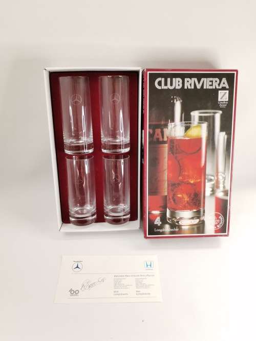 Club Riviera kristal glasses with Mercedes emblem on glasses in box!!!