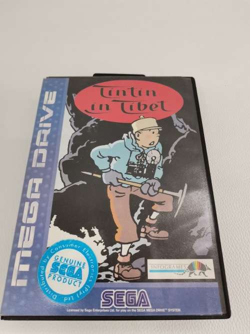 Super rare TIN TIN IN TIBET SEGA MEGA DRIVE GAME IN BOX!!!