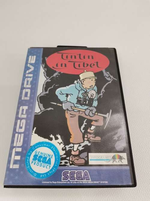 Super rare TIN TIN IN TIBET SEGA MEGA DRIVE GAME IN BOX!!!