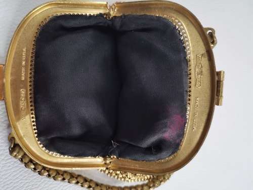 WHITING AND DAVIS GOLD MESH BAG MADE IN THE USA
