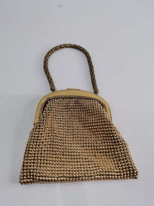 WHITING AND DAVIS GOLD MESH BAG MADE IN THE USA