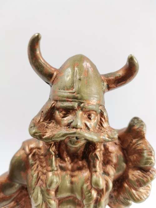 RARE LARGE SOLID BRASS VIKINGS SCULPTURE WEIGHT 4KG