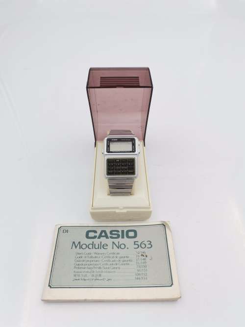 RARE VINTAGE CASIO DATABANK DIGITAL WATCH NO 563 WITH MANUAL IN ORIGINAL CASE NOT TESTED!!!