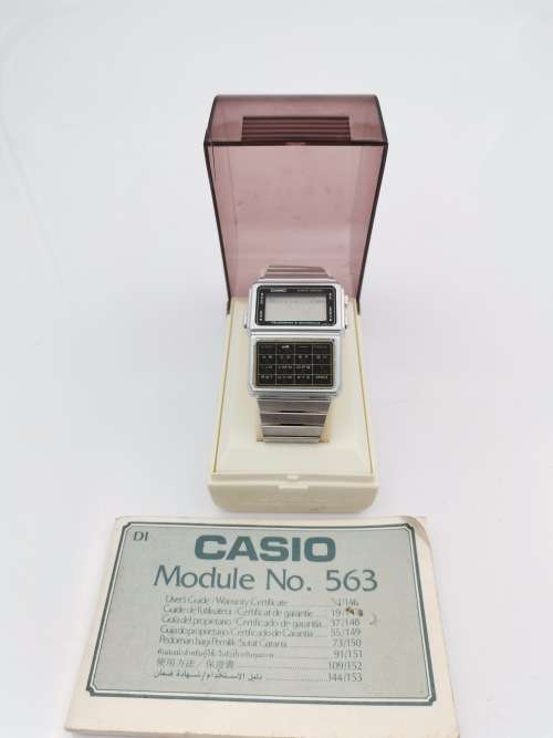 RARE VINTAGE CASIO DATABANK DIGITAL WATCH NO 563 WITH MANUAL IN ORIGINAL CASE NOT TESTED!!!