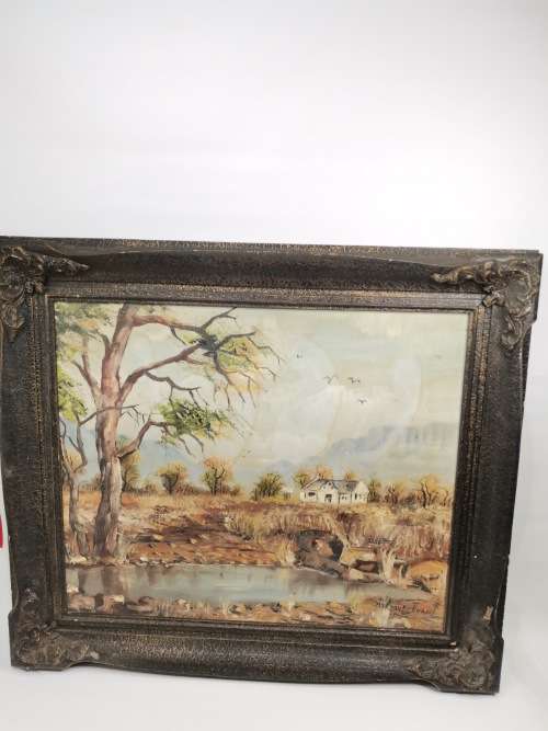 ORIGINAL LARGE MVEMVE JIYANE OIL ON CANVAS SIGNED OIL PAINTING WITH WOODEN FRAME SIZE 79CM X 69CM!!