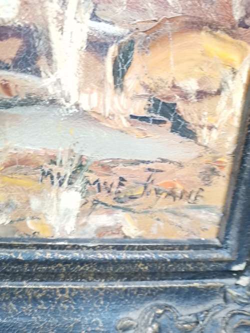 ORIGINAL LARGE MVEMVE JIYANE OIL ON CANVAS SIGNED OIL PAINTING WITH WOODEN FRAME SIZE 79CM X 69CM!!