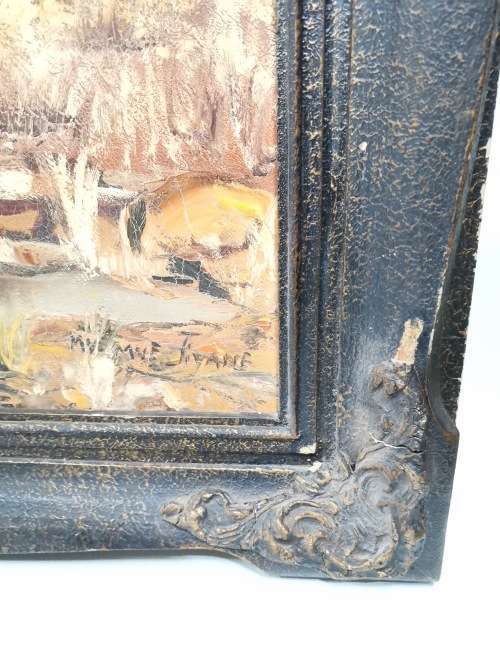ORIGINAL LARGE MVEMVE JIYANE OIL ON CANVAS SIGNED OIL PAINTING WITH WOODEN FRAME SIZE 79CM X 69CM!!