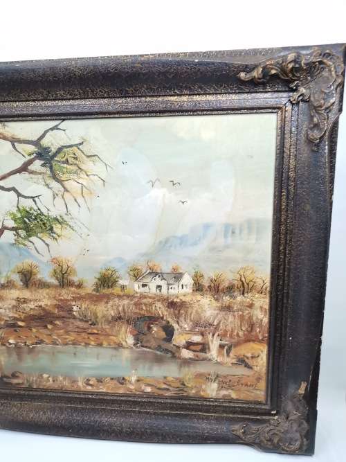 ORIGINAL LARGE MVEMVE JIYANE OIL ON CANVAS SIGNED OIL PAINTING WITH WOODEN FRAME SIZE 79CM X 69CM!!