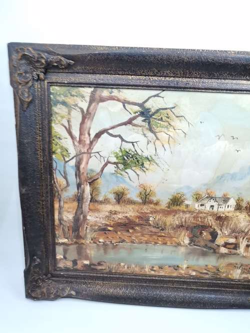 ORIGINAL LARGE MVEMVE JIYANE OIL ON CANVAS SIGNED OIL PAINTING WITH WOODEN FRAME SIZE 79CM X 69CM!!