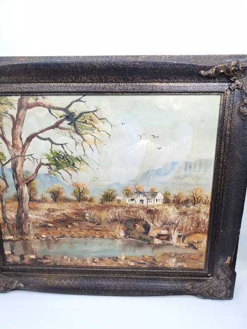 ORIGINAL LARGE MVEMVE JIYANE OIL ON CANVAS SIGNED OIL PAINTING WITH WOODEN FRAME SIZE 79CM X 69CM!!