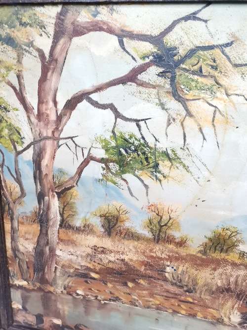 ORIGINAL LARGE MVEMVE JIYANE OIL ON CANVAS SIGNED OIL PAINTING WITH WOODEN FRAME SIZE 79CM X 69CM!!