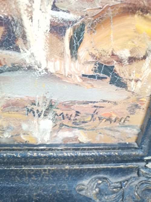 ORIGINAL LARGE MVEMVE JIYANE OIL ON CANVAS SIGNED OIL PAINTING WITH WOODEN FRAME SIZE 79CM X 69CM!!