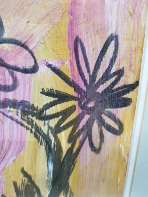 FATHER FRANS CLAERHOUT SIGNED CHARCOAL and ARCYLIC PAINTING WITH PAPER AS FOUND ON PICTURES!!!!