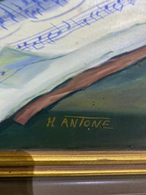 STUNNING VINTAGE ORIGINAL OIL ON BOARD PAINTING SIGNED H ANTONE SIZE 76CM X 66CM LARGE !!!!