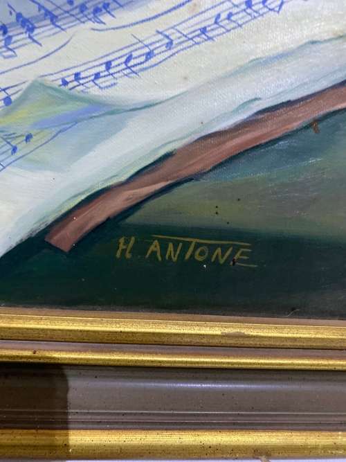 STUNNING VINTAGE ORIGINAL OIL ON BOARD PAINTING SIGNED H ANTONE SIZE 76CM X 66CM LARGE !!!!