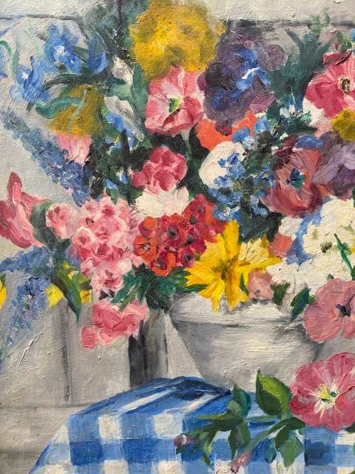OIL ON BOARD BEAUTIFULL STILL LIFE PAINTING SIZE 56CM X 54CM!!!
