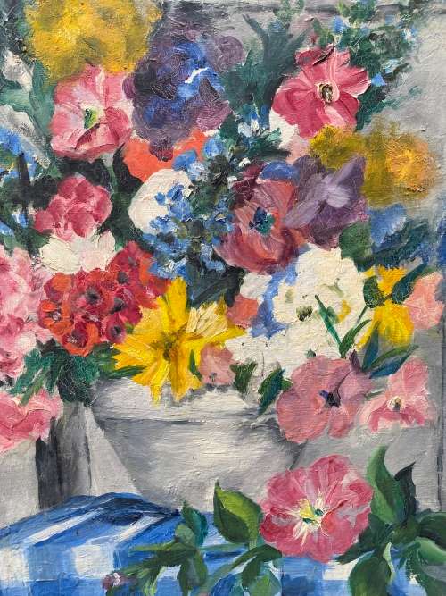 OIL ON BOARD BEAUTIFULL STILL LIFE PAINTING SIZE 56CM X 54CM!!!