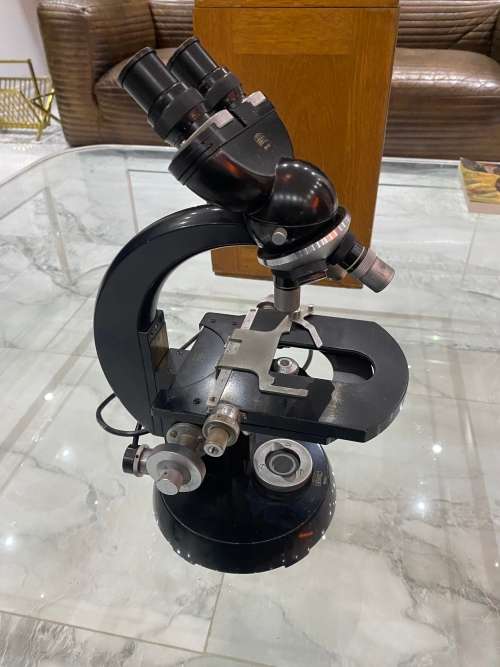 LARGE HEAVY ZEISS WINKEL 261446 MICROSCOPE IN WOODEN CASE !!!!