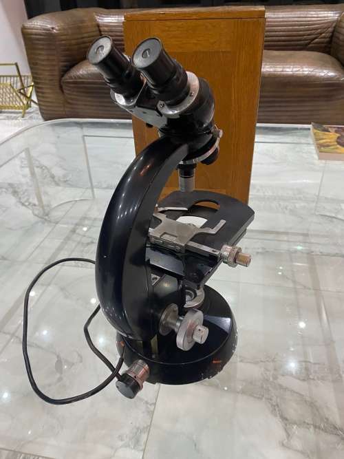 LARGE HEAVY ZEISS WINKEL 261446 MICROSCOPE IN WOODEN CASE !!!!