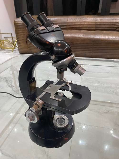 LARGE HEAVY ZEISS WINKEL 261446 MICROSCOPE IN WOODEN CASE !!!!