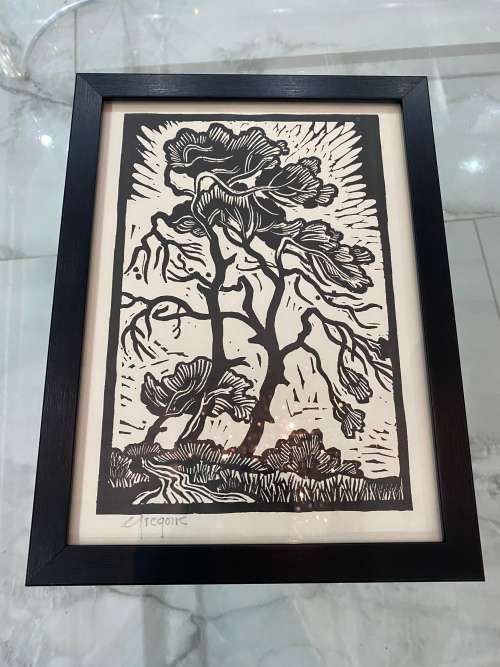 GREGOIRE BOONZAIER LINOCUT SIGNED SIZE 31CM X 24CM !!!