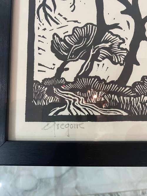 GREGOIRE BOONZAIER LINOCUT SIGNED SIZE 31CM X 24CM !!!