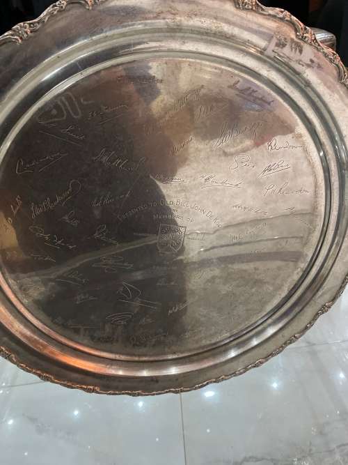 RARE 1961 MOTH SILVERPPLATED MAREETSANE SHELLHOLE SIGNED BY FOUNDING MEMBERS MASSIVE 49CM !!!