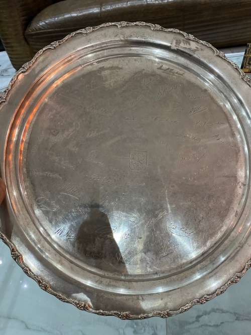 RARE 1961 MOTH SILVERPPLATED MAREETSANE SHELLHOLE SIGNED BY FOUNDING MEMBERS MASSIVE 49CM !!!