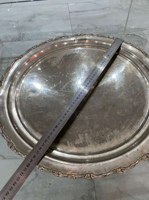 RARE 1961 MOTH SILVERPPLATED MAREETSANE SHELLHOLE SIGNED BY FOUNDING MEMBERS MASSIVE 49CM !!!