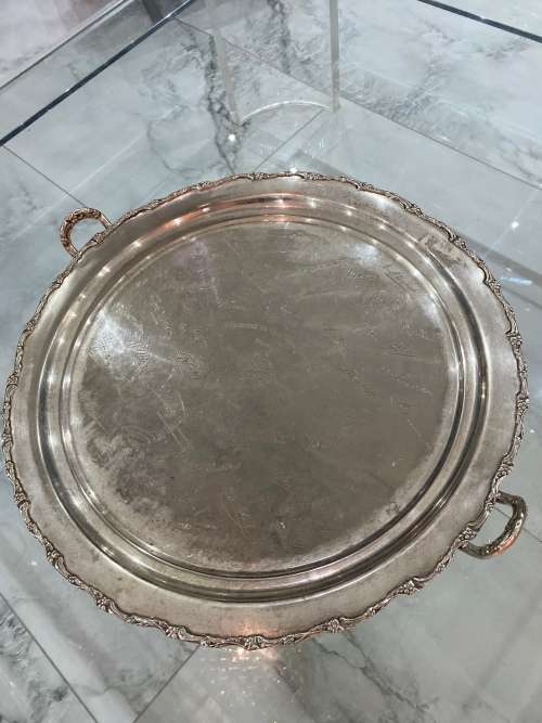 RARE 1961 MOTH SILVERPPLATED MAREETSANE SHELLHOLE SIGNED BY FOUNDING MEMBERS MASSIVE 49CM !!!