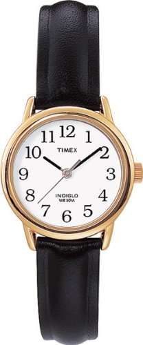 Timex Ladies Watch with White Dial and Black Leather Strap - T20433PF