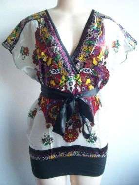Satin Floral Blouse . To fit sizes: 32 - 34