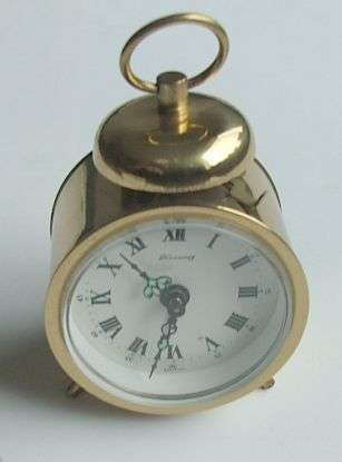 Vintage German Mechanical Alarm Clock. Blessing Werke. Gold. Made in West Germany. 1960s.