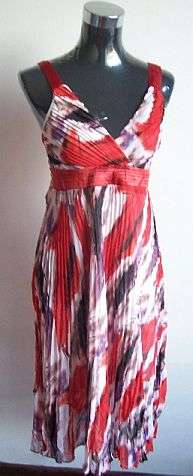 CHIFFON DRESS WITH SATIN PLEATED WAISTBAND AND NECKLINE. Reduced!!!