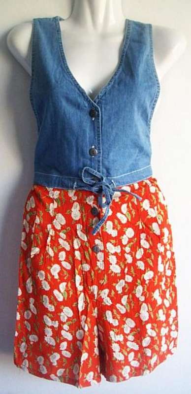 Short Dungaree Dress. To Fit 32/34