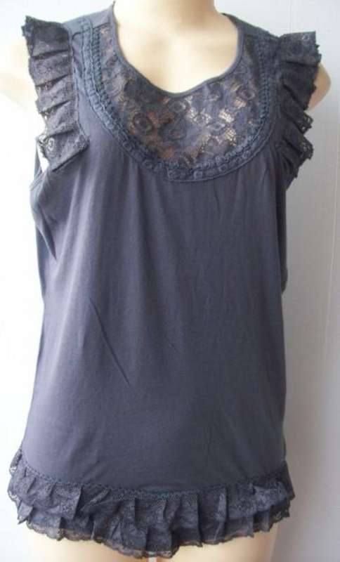 Grey Top With Lace Detail . Size 34