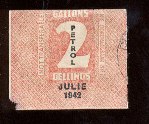 Rare Julie July 1942 Petrol Ration Coupon - 2 Gallons