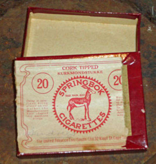 Vintage Springbok Cigarettes Box with Rugby & Cricket Players Cards