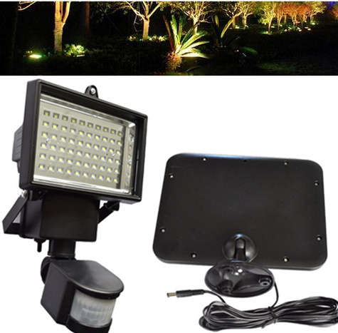 Solar Panel LED Floodlight PIR Motion Sensor 60 LEDs Waterproof