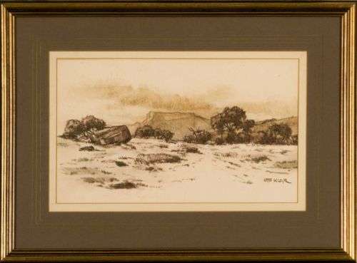 Otto Klar - 2 x Charcoal Landscapes drawings :