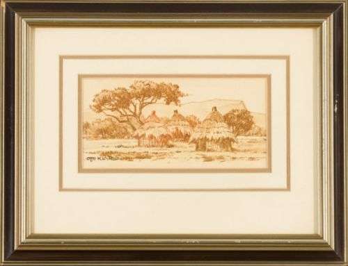 Otto Klar - 2 x Limpopo village scenes