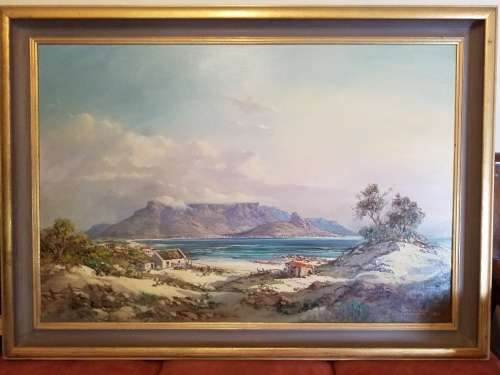 Beautiful oil on canvas by Gabriel De Jongh - A View of Table Mountain